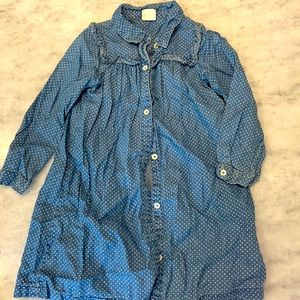Gap girls blue chambray polka dot dress size 5